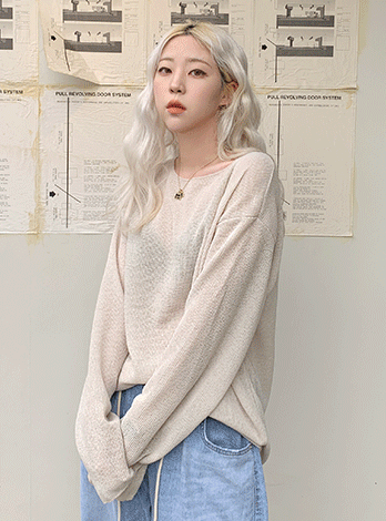Detail loose knit tee (2color)