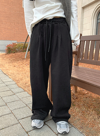 Pintuck banding wide sweat pants (3color)