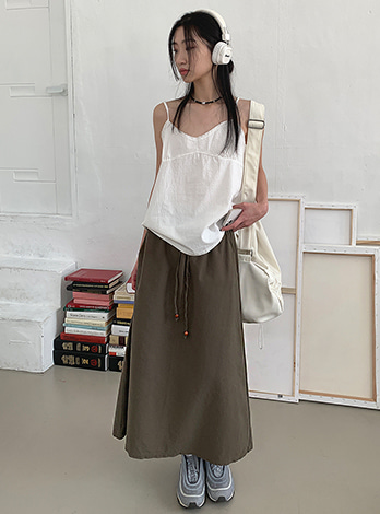 Wood tip linen skirt (7color)