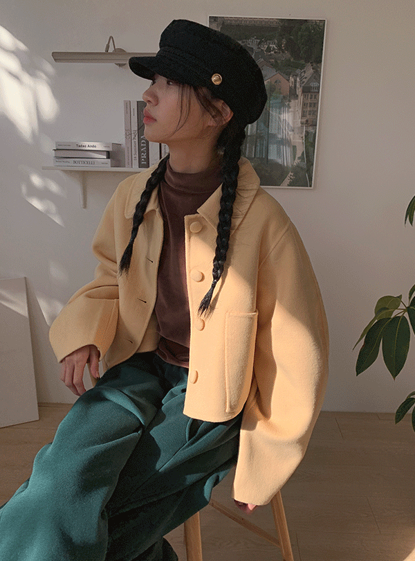 Balloon wool cropped jacket (3color)