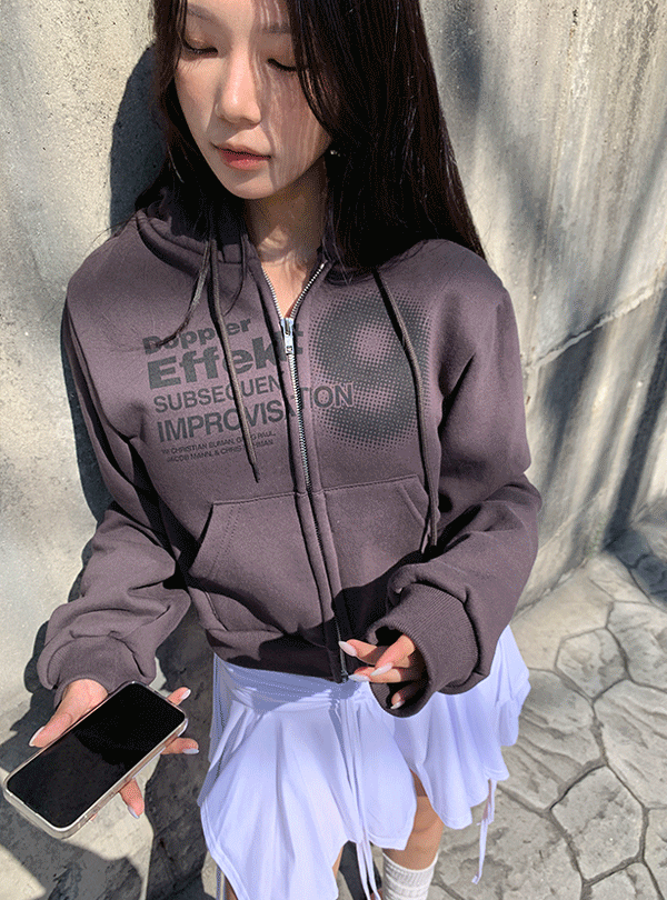 9 napping cropped hoodie zip-up (4color)