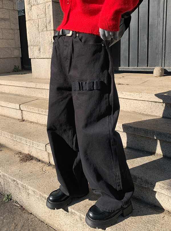 Multi detail wide trouser pants (3color)