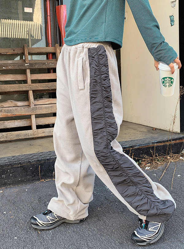 Teddy shirring fleece pants (2color)