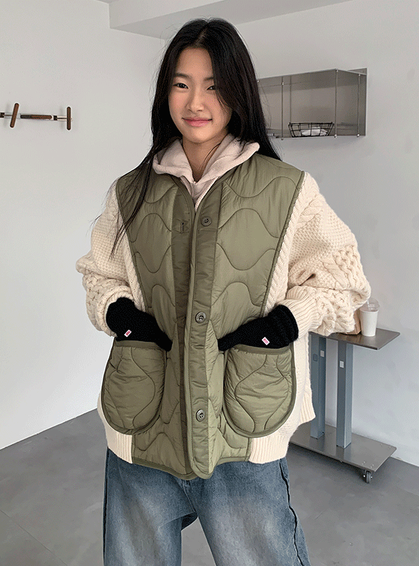 Knit Quilting padding jacket (3color)