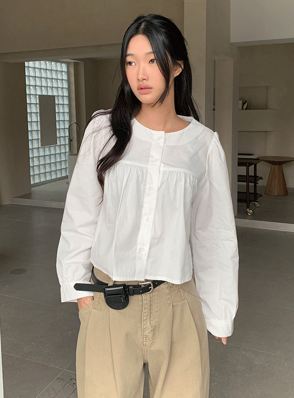 [BEST/단독진행] Pure shirring round blouse (2color)
